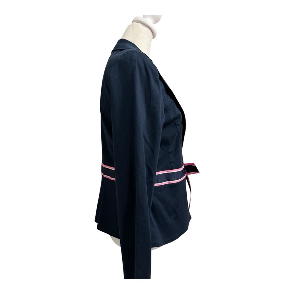 Clues Collection Navy Blazer with Pink Bow Belt 10 Professional Office School - Picture 2 of 5